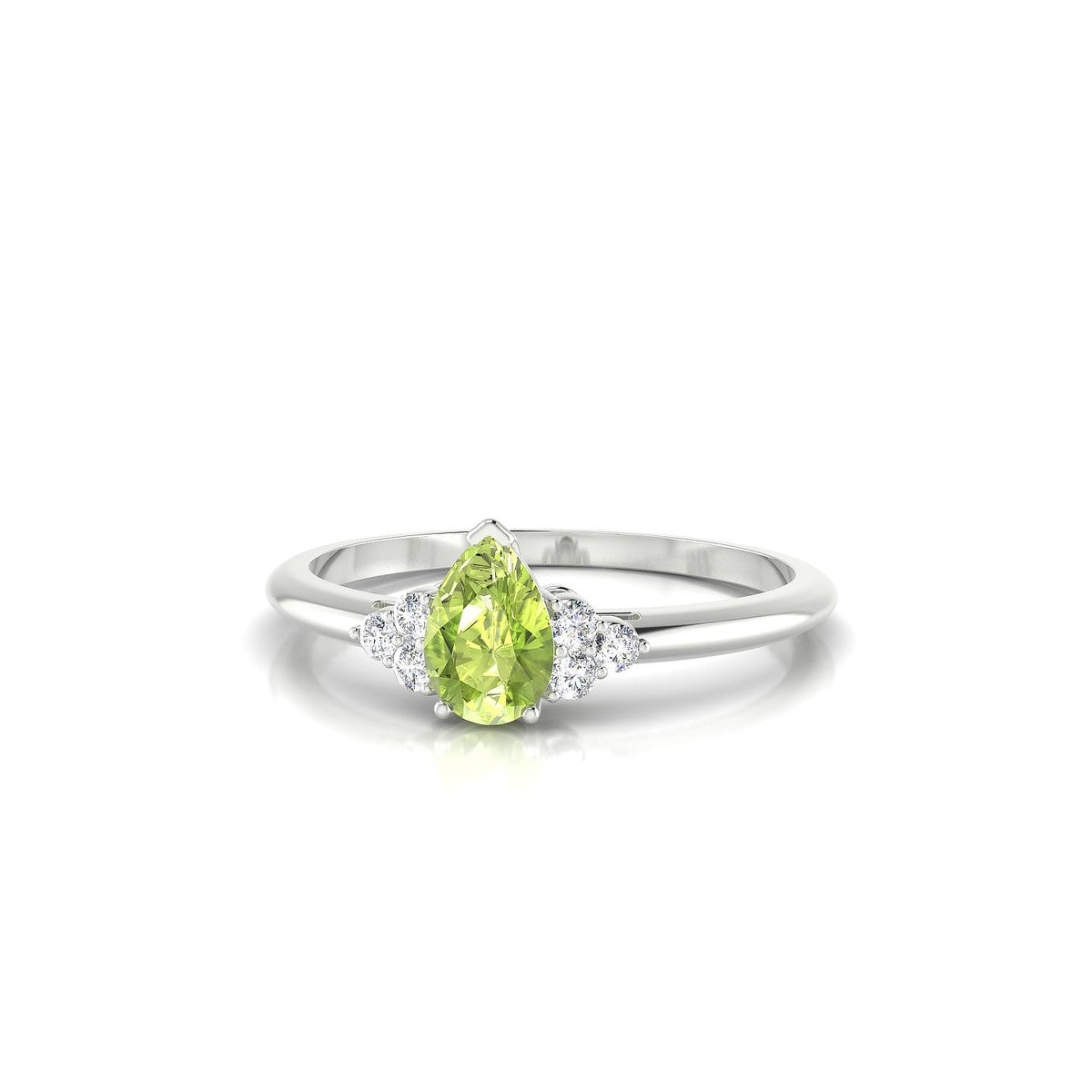 Mirage | 18k White Gold 6 x 4 mm Pear Peridot Ring