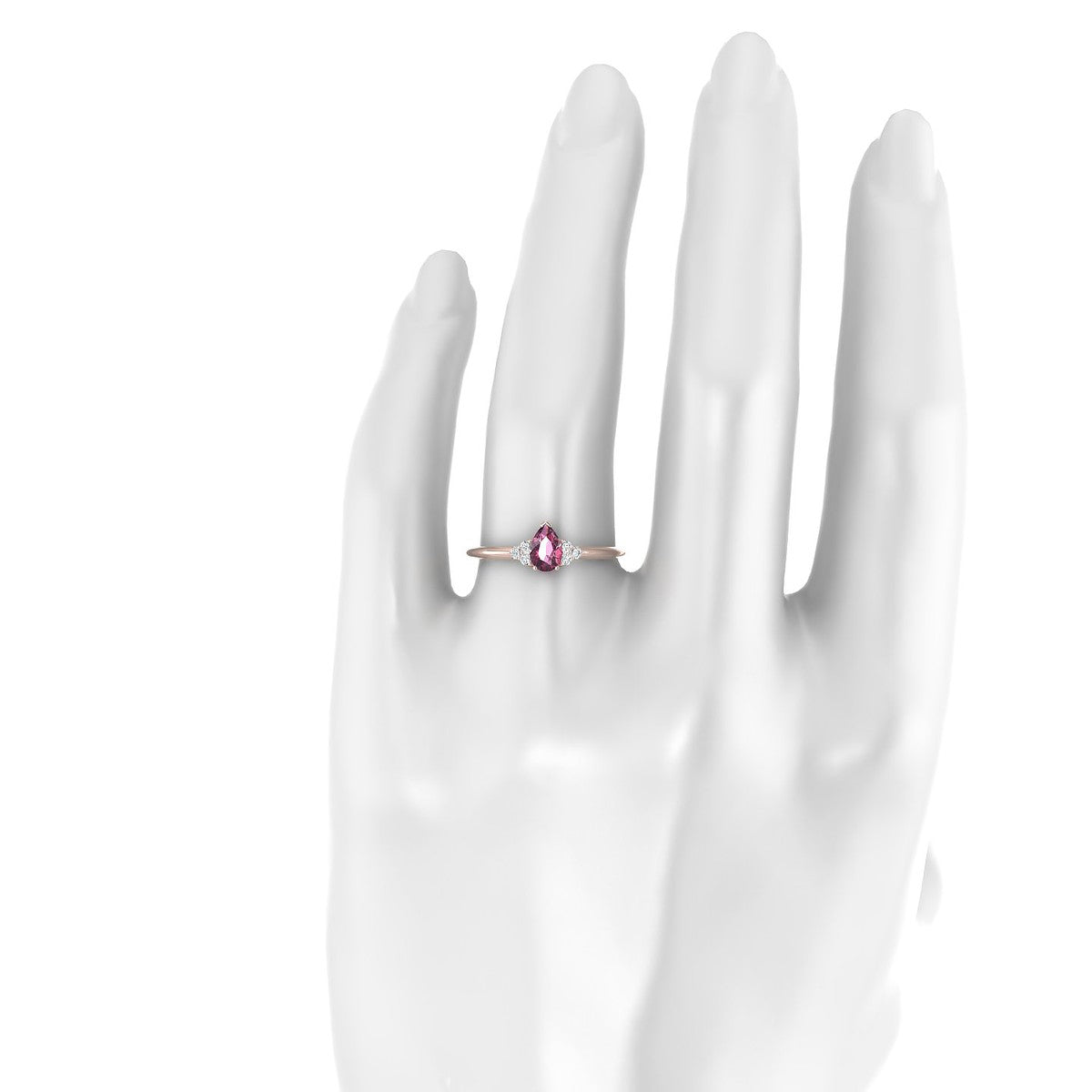 Mirage | 18k Rose Gold 6 x 4 mm Pear Rhodolite Ring