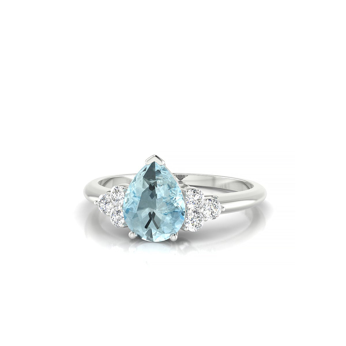 Mirage | 18k White Gold 8 x 6 mm Pear Aquamarine Ring