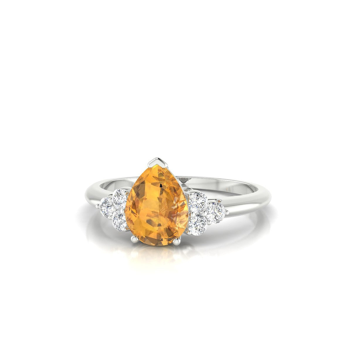 Mirage | 18k White Gold 8 x 6 mm Pear Citrine Ring