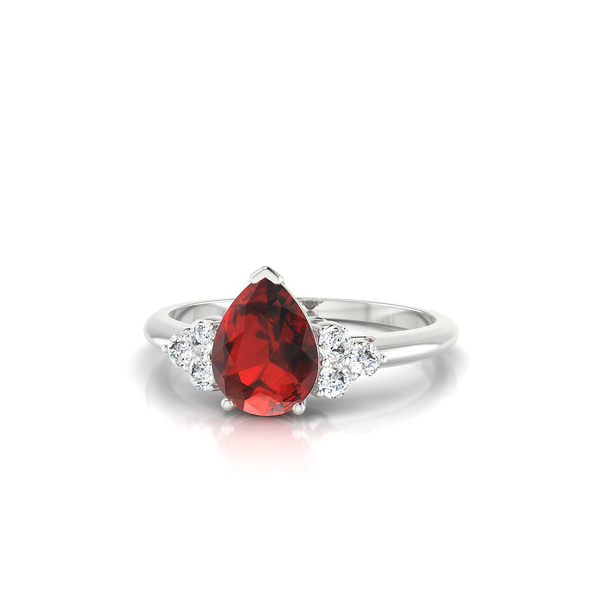 Mirage | 18k White Gold 8 x 6 mm Pear Garnet Ring