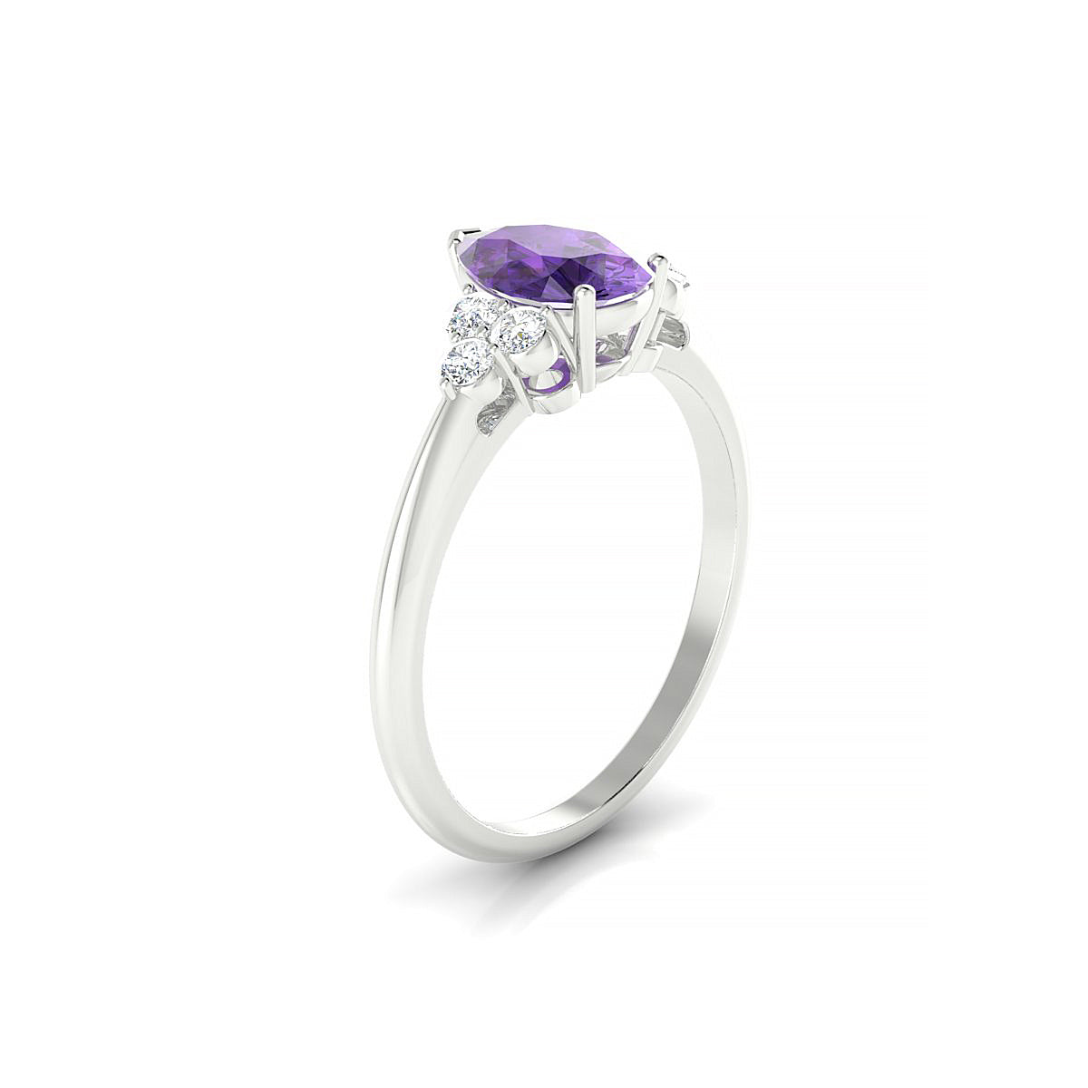 Mirage | 18k White Gold 8 x 6 mm Pear Amethyst Ring