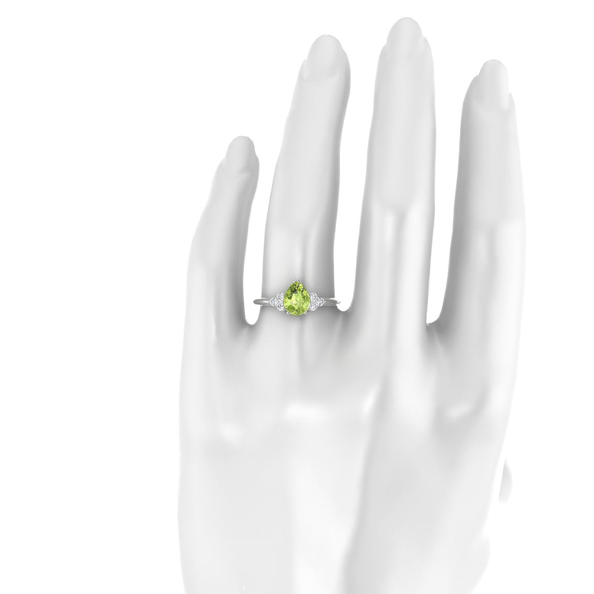 Mirage | 18k White Gold 8 x 6 mm Pear Peridot Ring