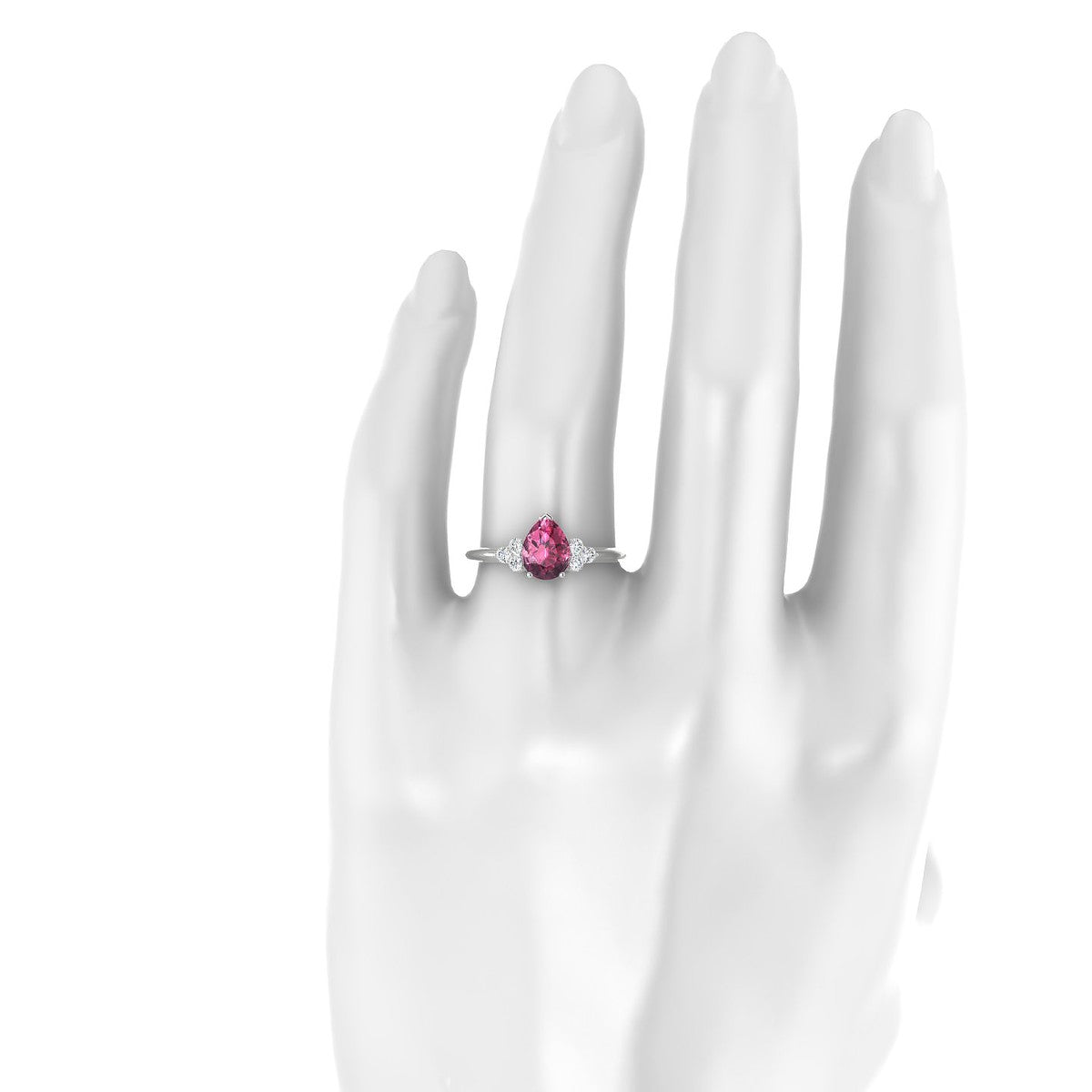 Mirage | 18k White Gold 8 x 6 mm Pear Rhodolite Ring
