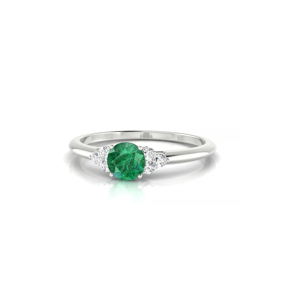 Mirage | 18k White Gold 4.5 mm Round Emerald Ring