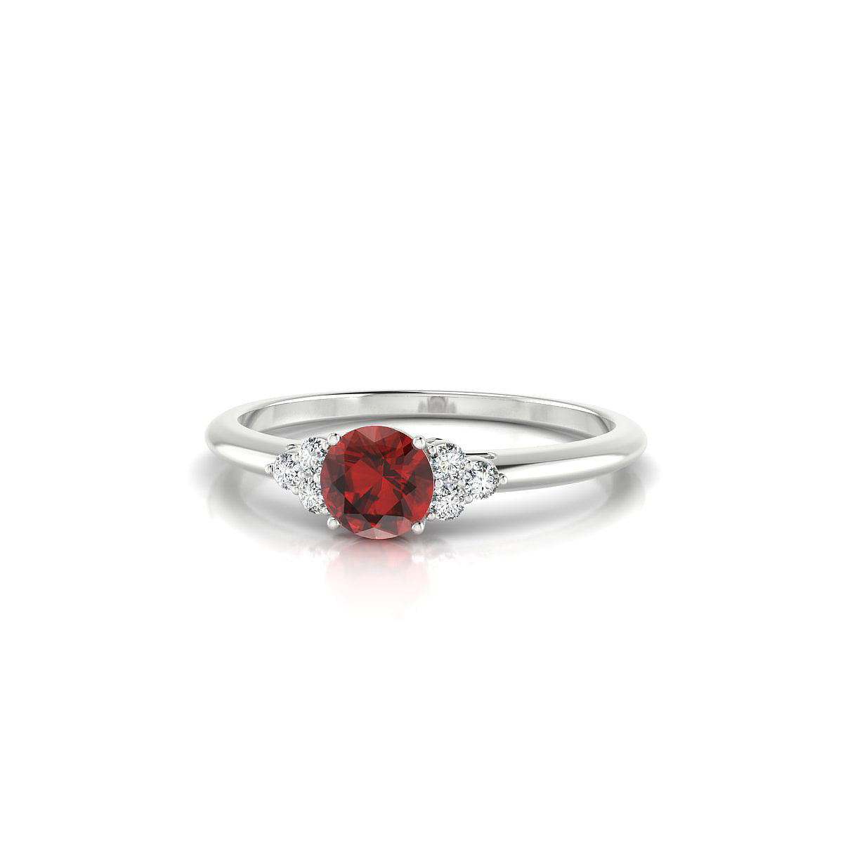 Mirage | 18k White Gold 4.5 mm Round Garnet Ring