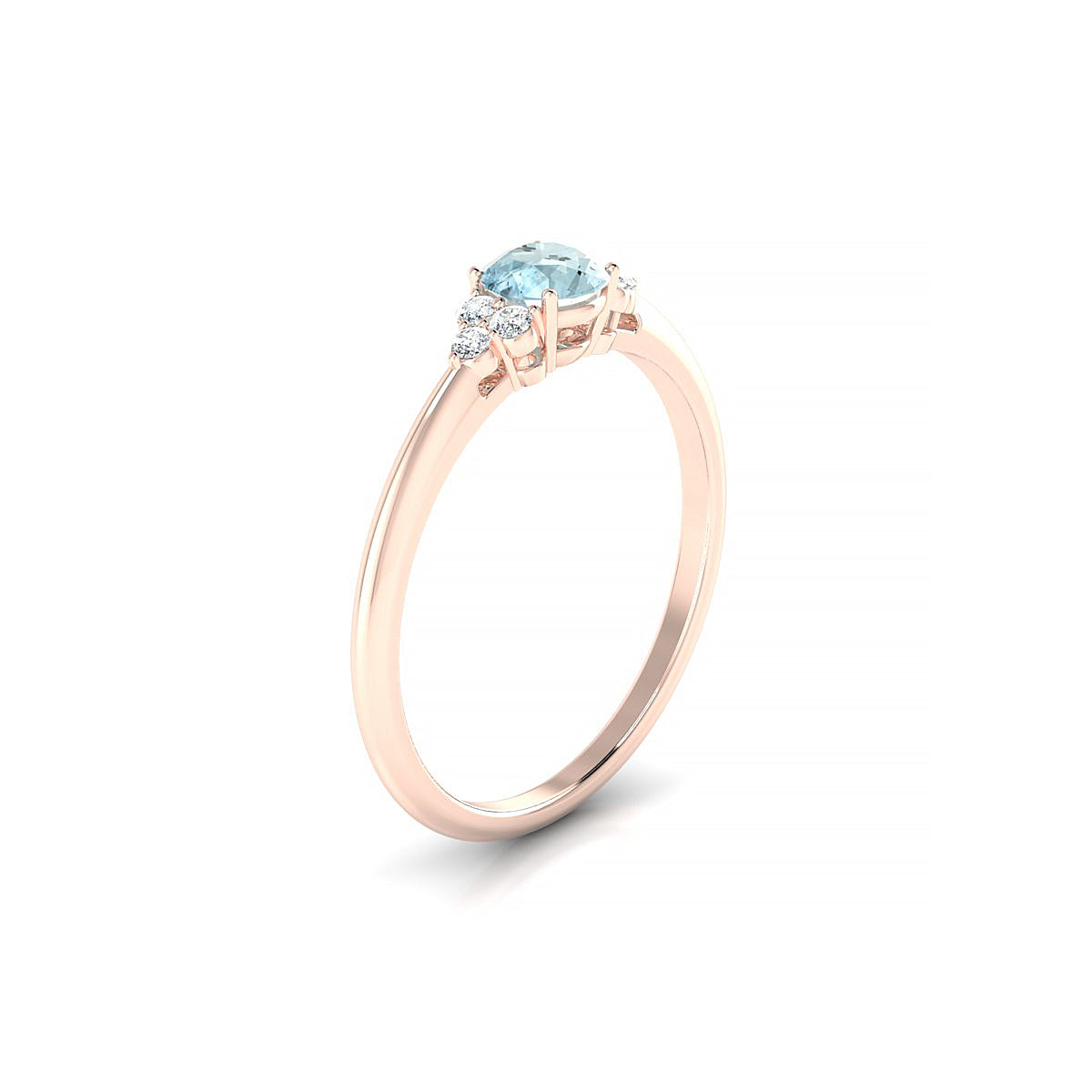 Mirage | 18k Rose Gold 4.5 mm Round Aquamarine Ring
