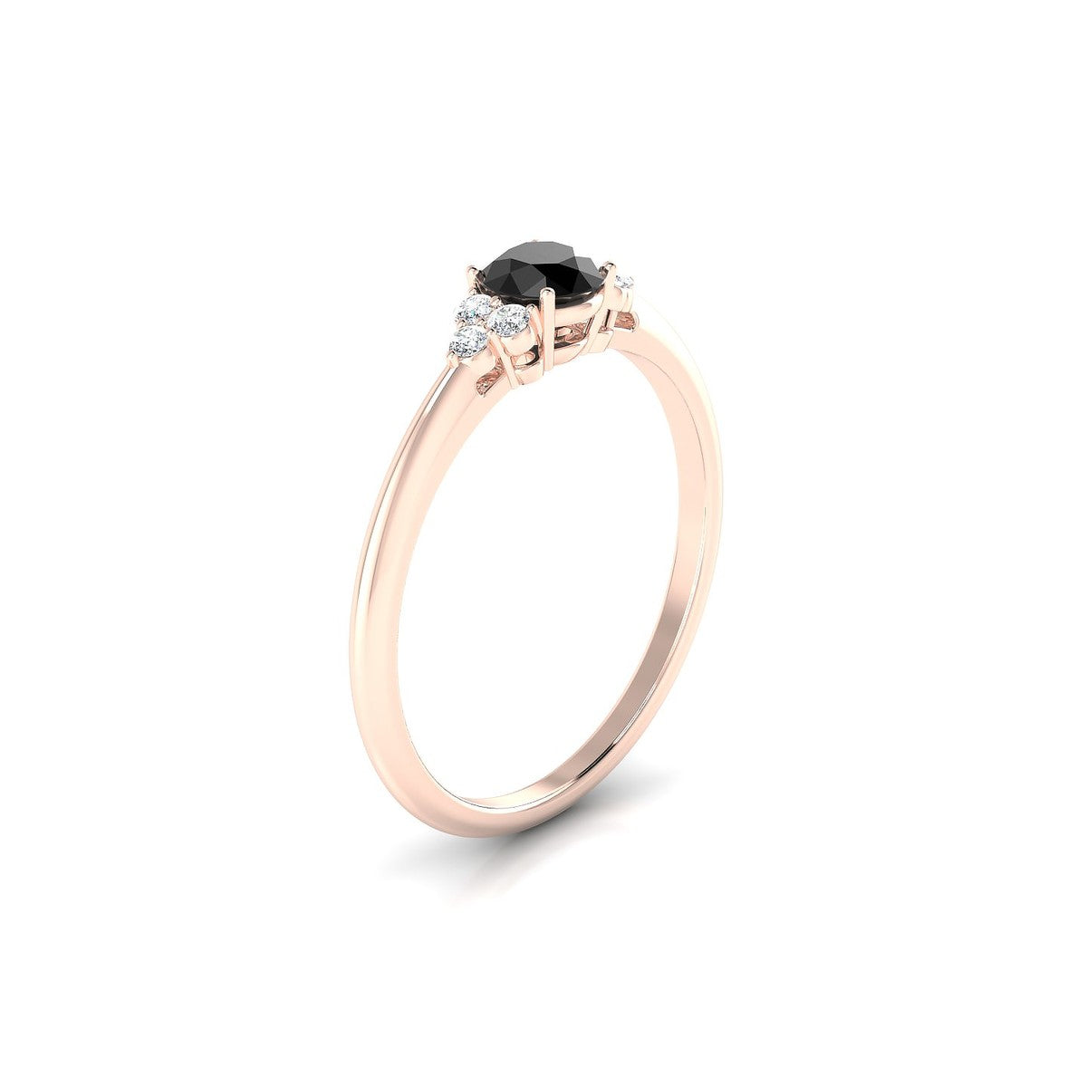 Mirage | 18k Rose Gold 4.5 mm Round Black Diamond Ring