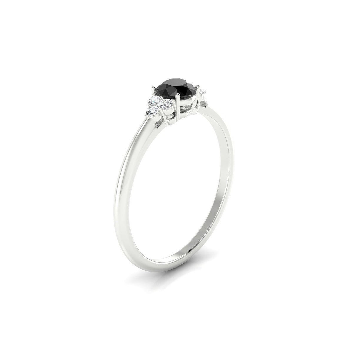 Mirage | 18k White Gold 4.5 mm Round Black Diamond Ring