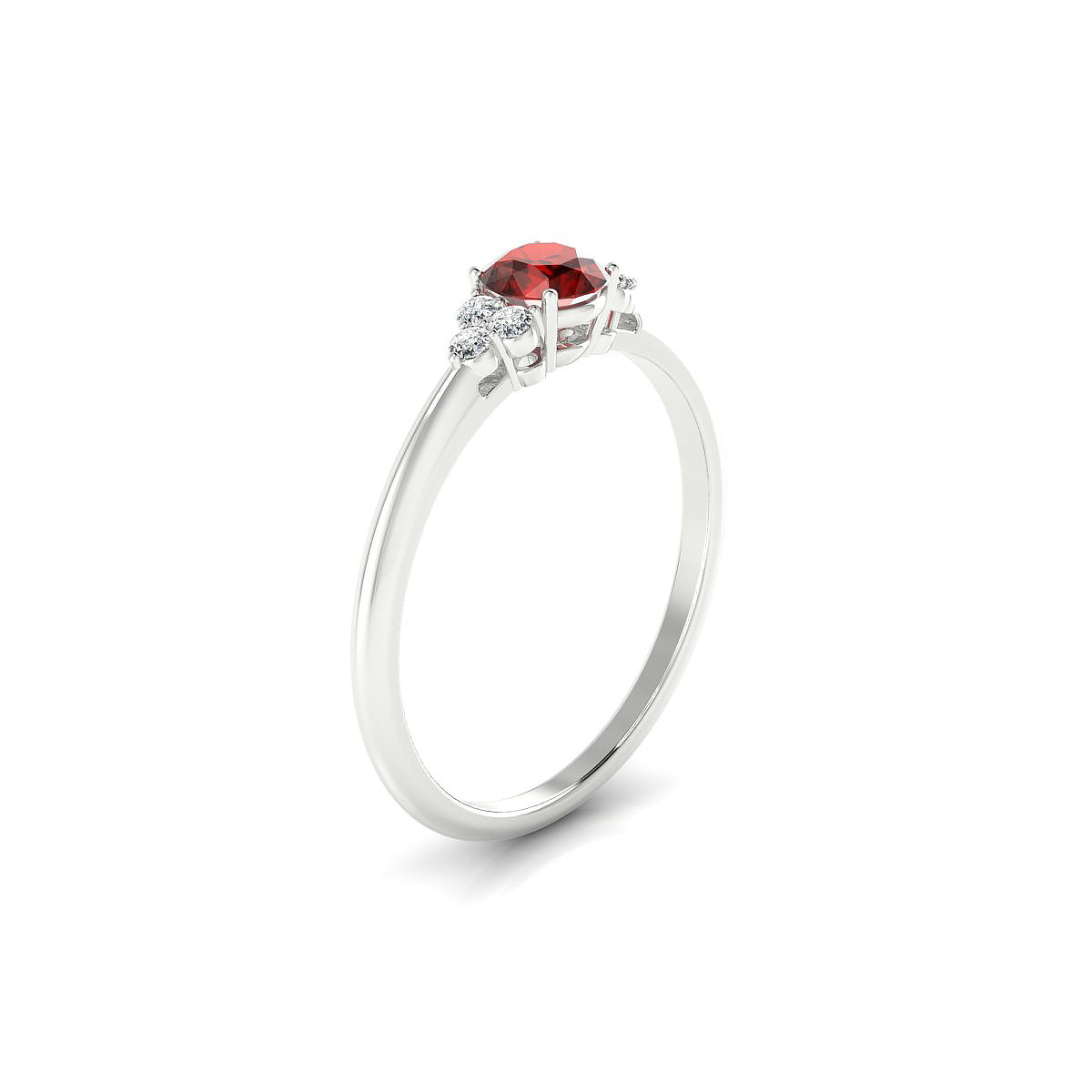 Mirage | 18k White Gold 4.5 mm Round Garnet Ring