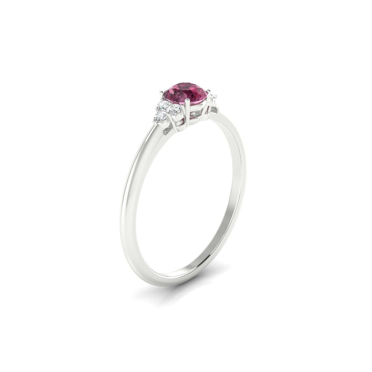 Mirage | 18k White Gold 4.5 mm Round Rhodolite Ring