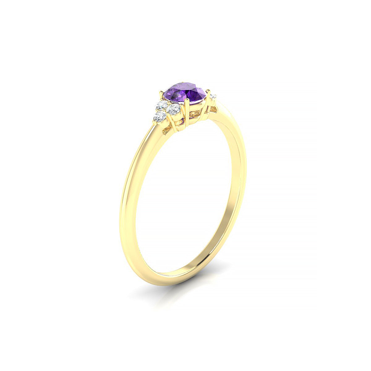 Mirage | 18k Yellow Gold 4.5 mm Round Amethyst Ring