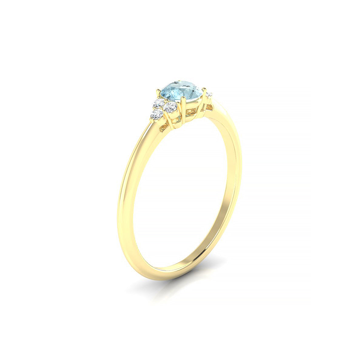 Mirage | 18k Yellow Gold 4.5 mm Round Aquamarine Ring