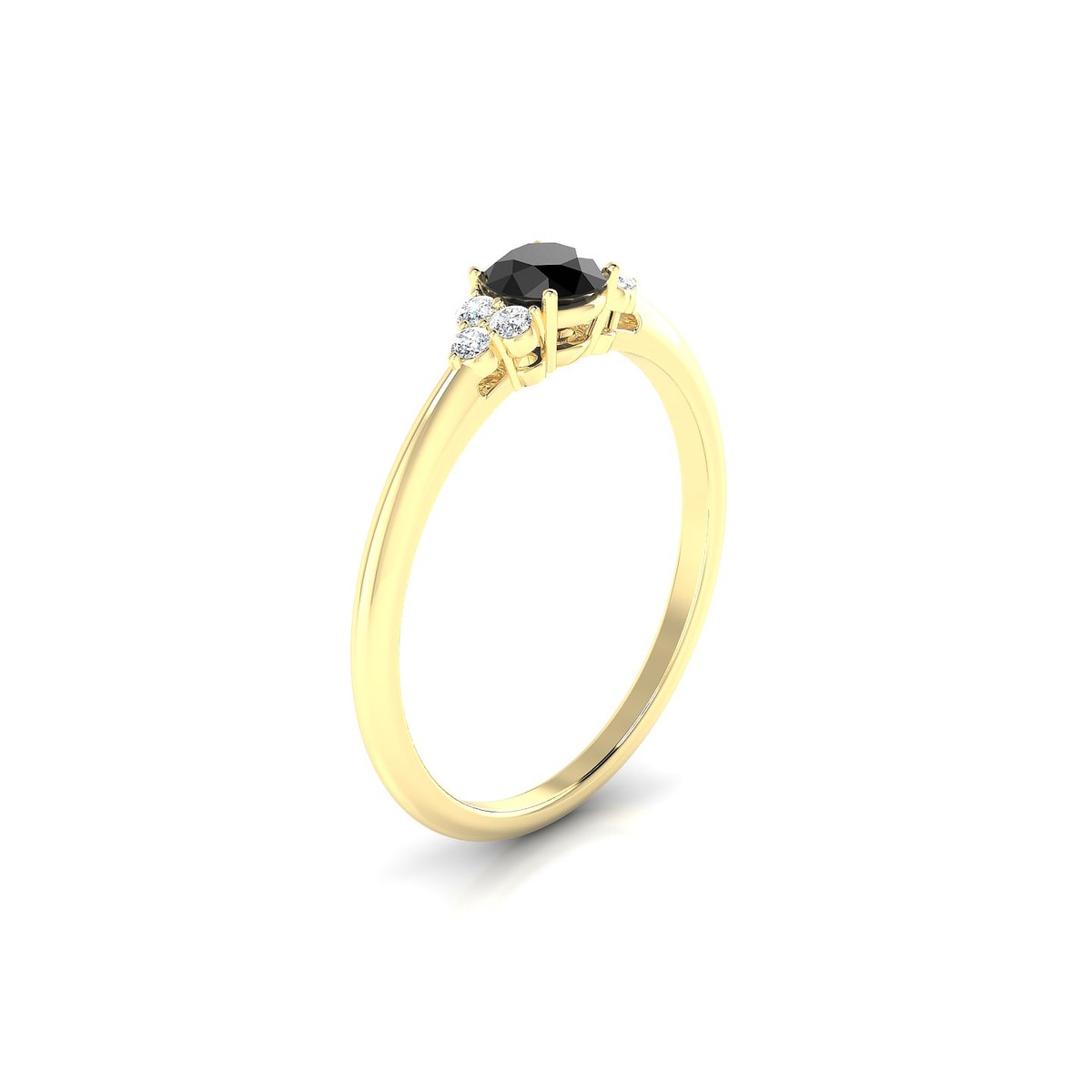 Mirage | 18k Yellow Gold 4.5 mm Round Black Diamond Ring