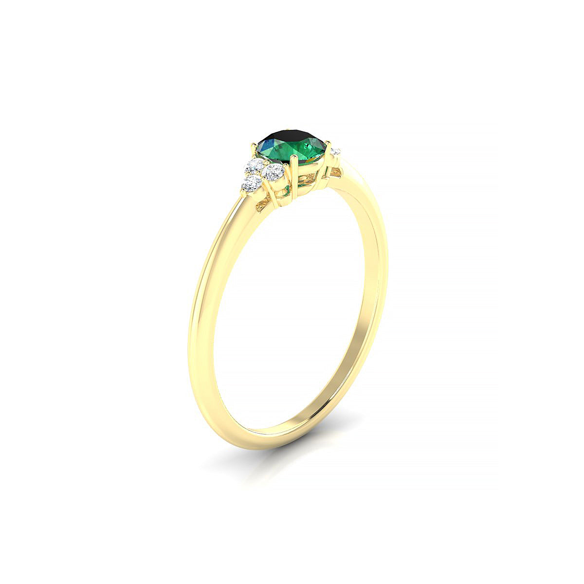 Mirage | 18k Yellow Gold 4.5 mm Round Emerald Ring