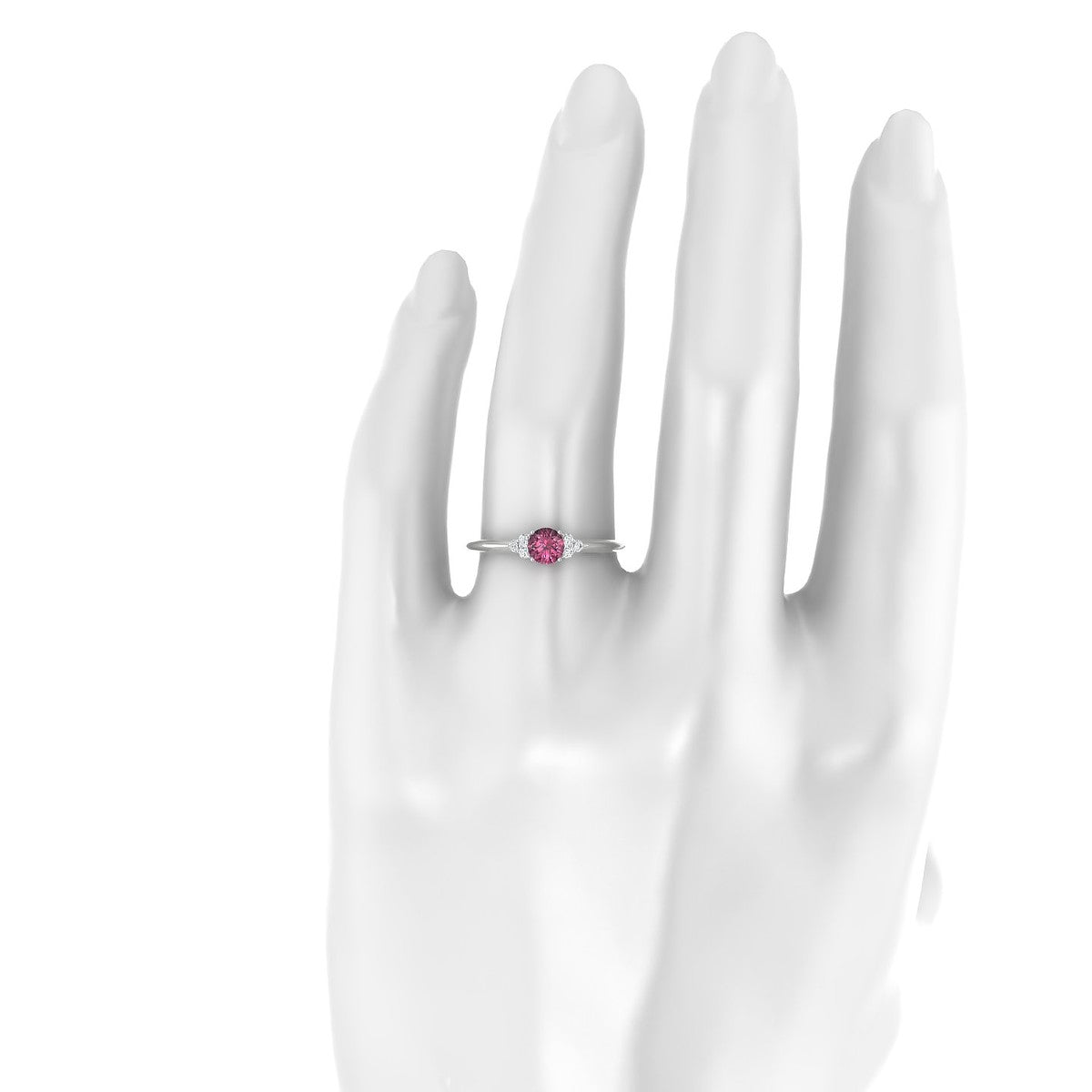 Mirage | 18k White Gold 4.5 mm Round Rhodolite Ring