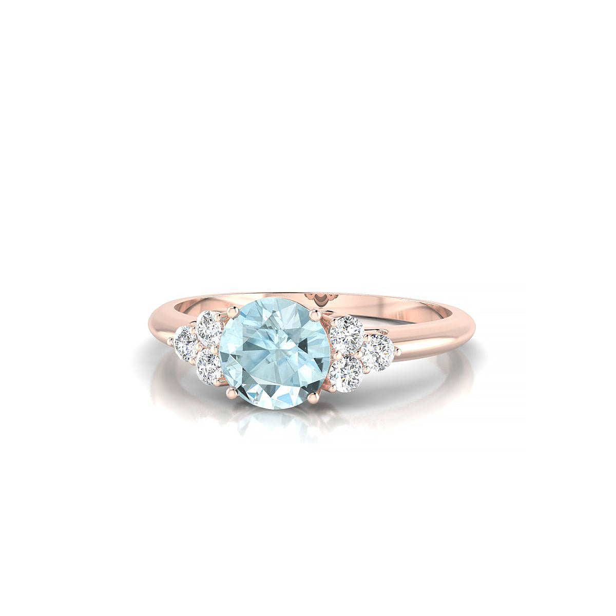 Mirage | 18k Rose Gold 6 mm Round Aquamarine Ring