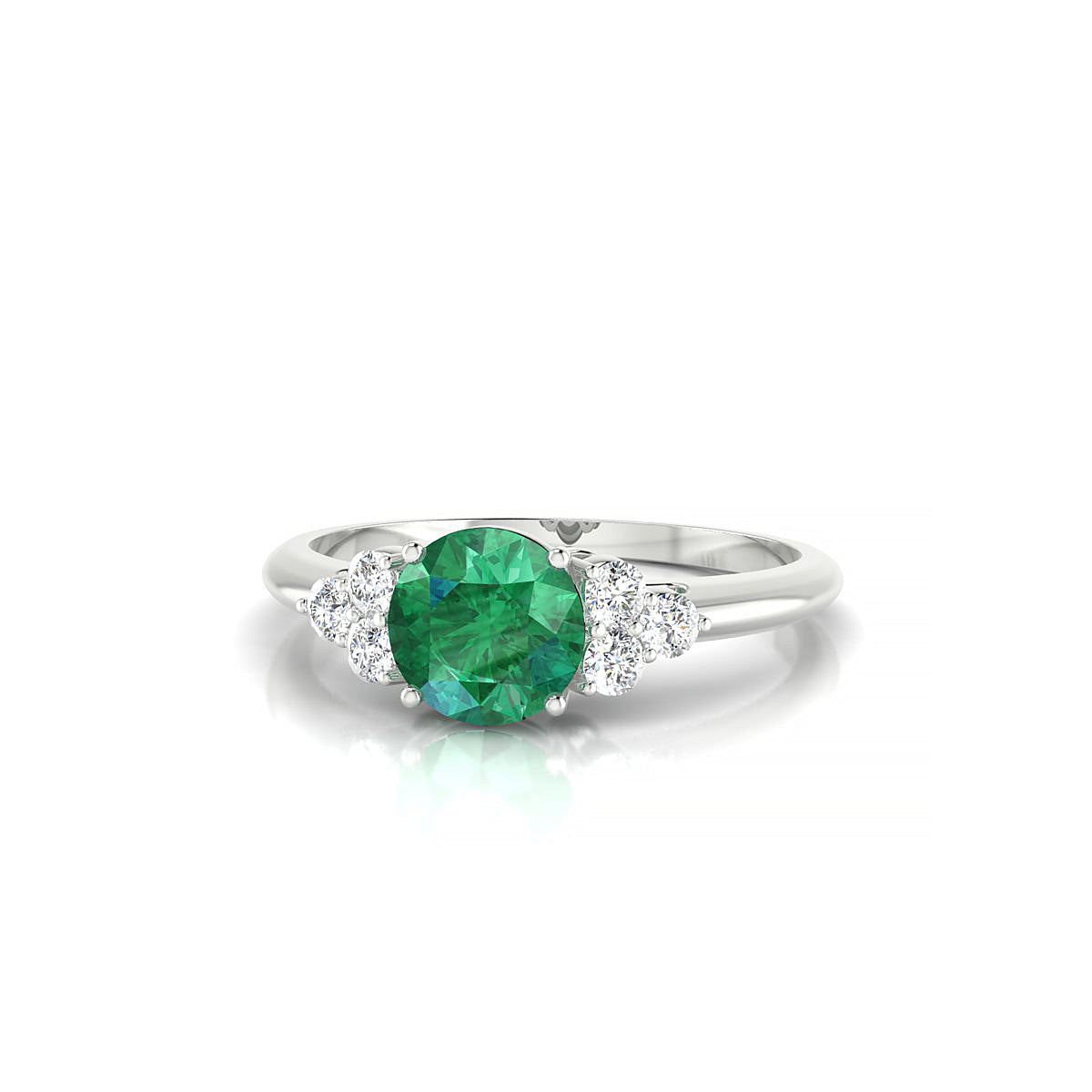 Mirage | 18k White Gold 6 mm Round Emerald Ring
