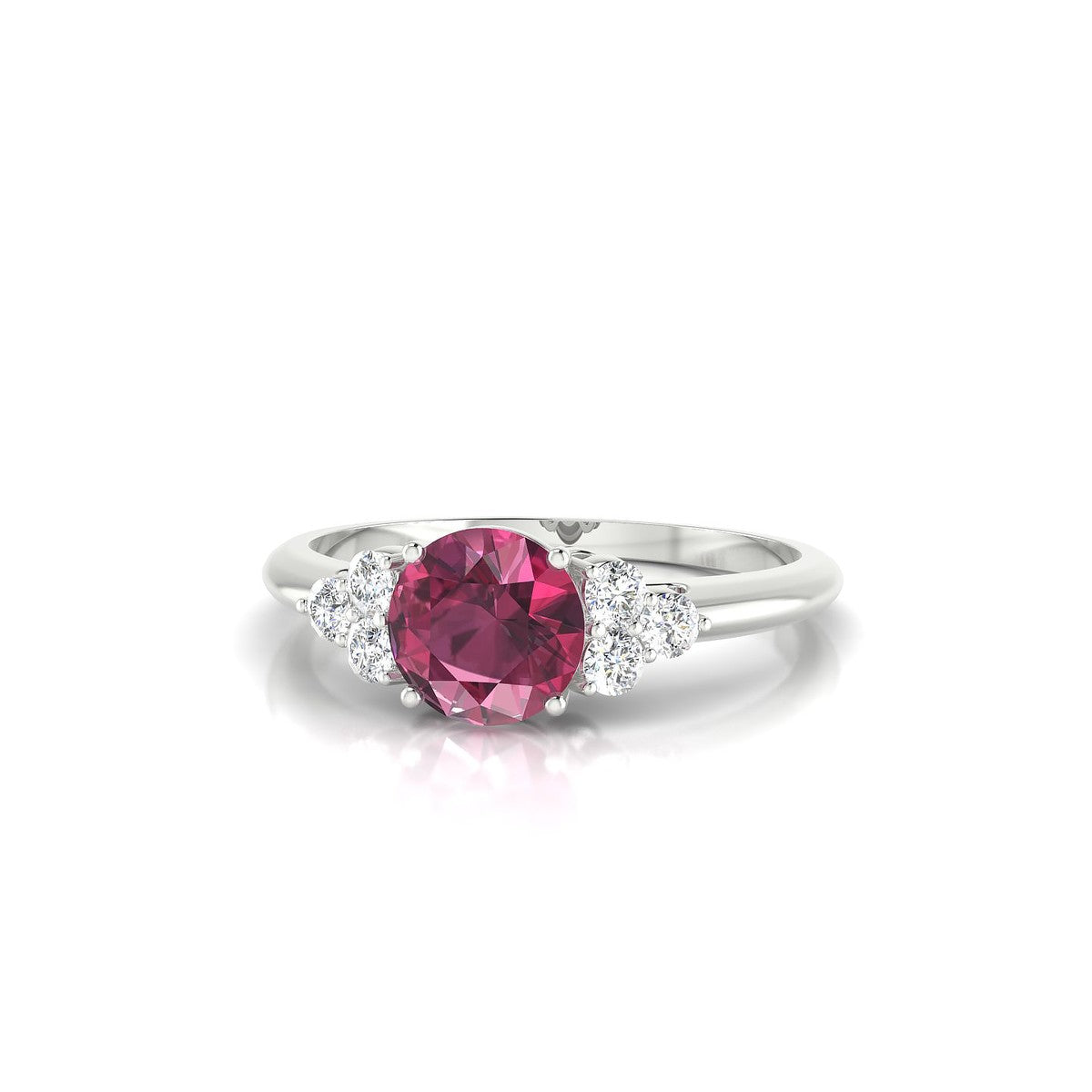 Mirage | 18k White Gold 6 mm Round Rhodolite Ring