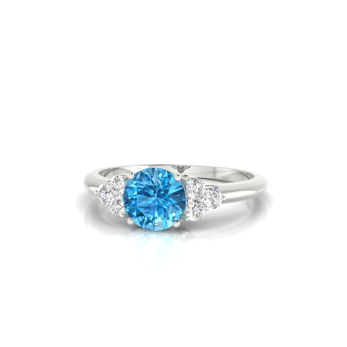 Mirage | 18k White Gold 6 mm Round Topaz Ring