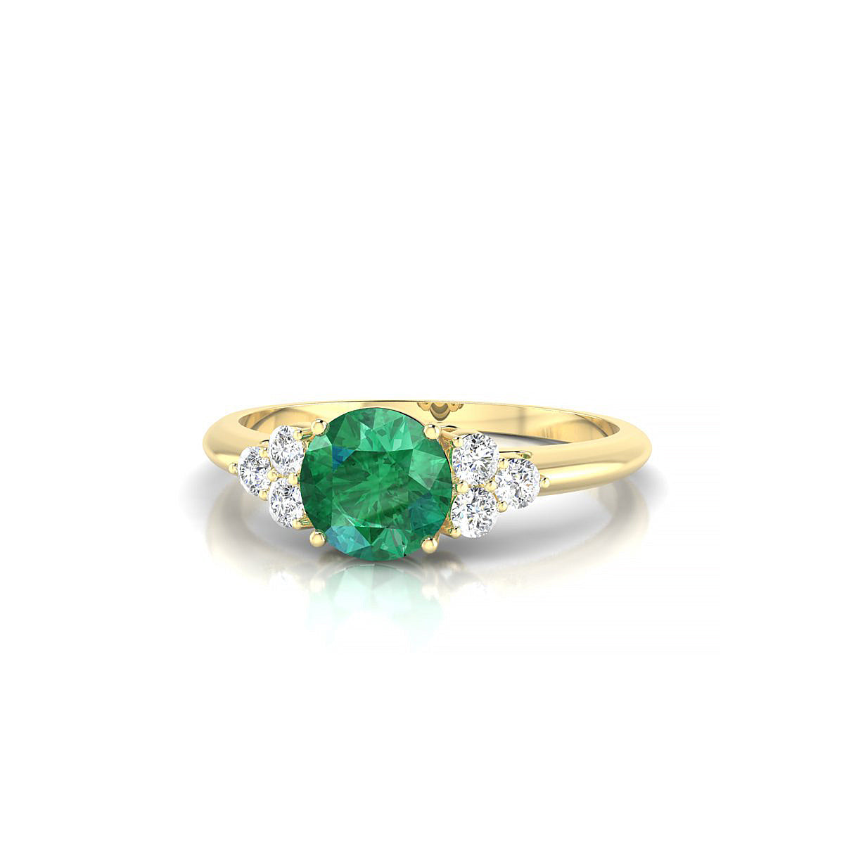 Mirage | 18k Yellow Gold 6 mm Round Emerald Ring