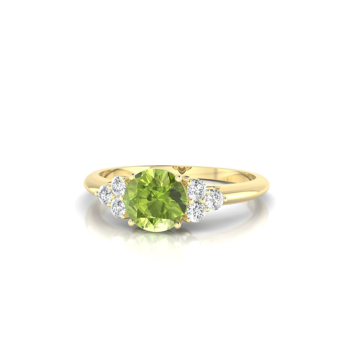 Mirage | 18k Yellow Gold 6 mm Round Peridot Ring