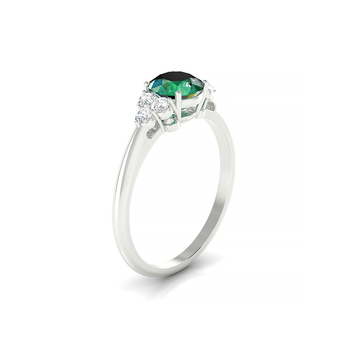 Mirage | 18k White Gold 6 mm Round Emerald Ring