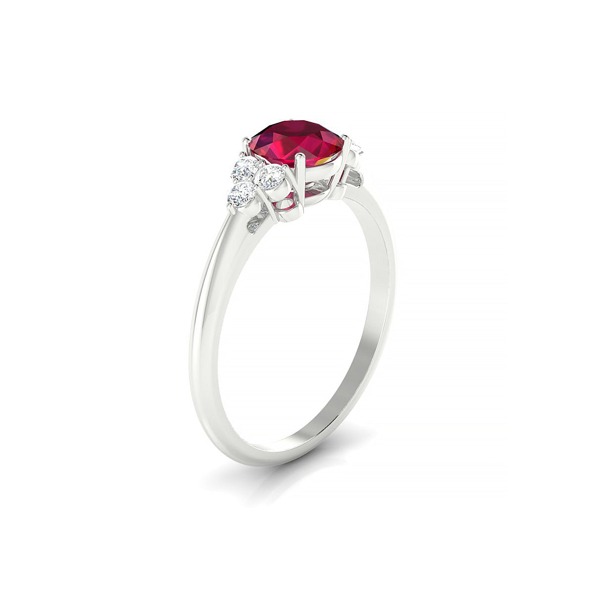 Mirage | 18k White Gold 6 mm Round Ruby Ring