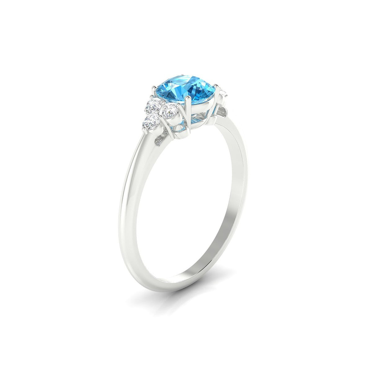 Mirage | 18k White Gold 6 mm Round Topaz Ring