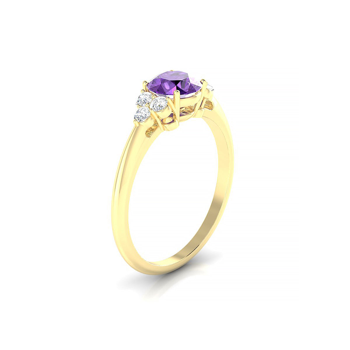 Mirage | 18k Yellow Gold 6 mm Round Amethyst Ring