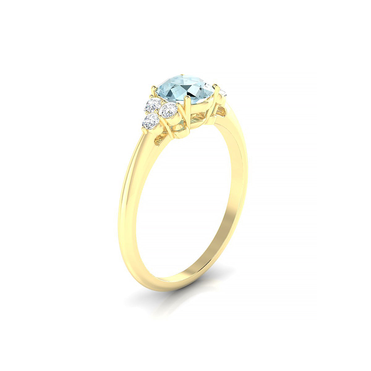 Mirage | 18k Yellow Gold 6 mm Round Aquamarine Ring