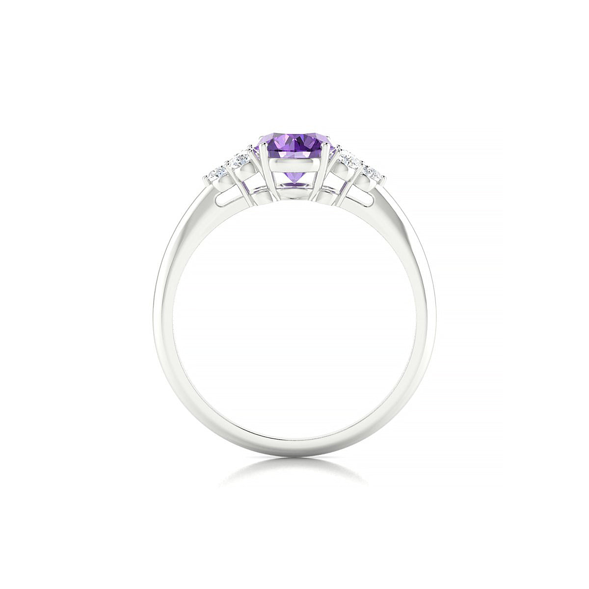 Mirage | 18k White Gold 6 mm Round Amethyst Ring