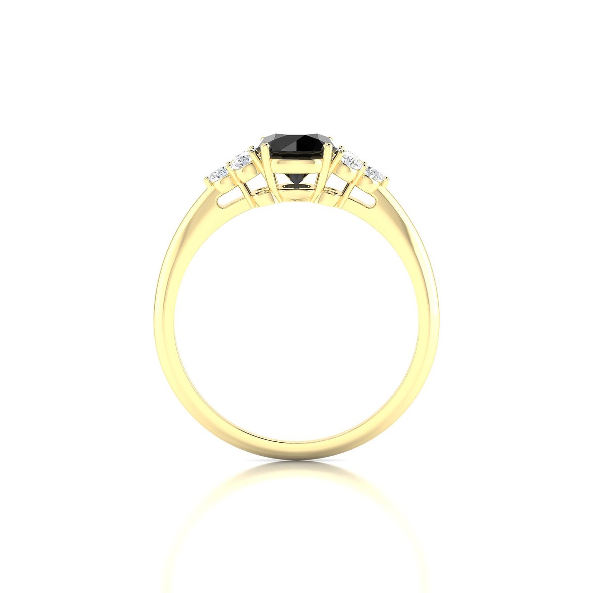 Mirage | 18k Yellow Gold 6 mm Round Black Diamond Ring