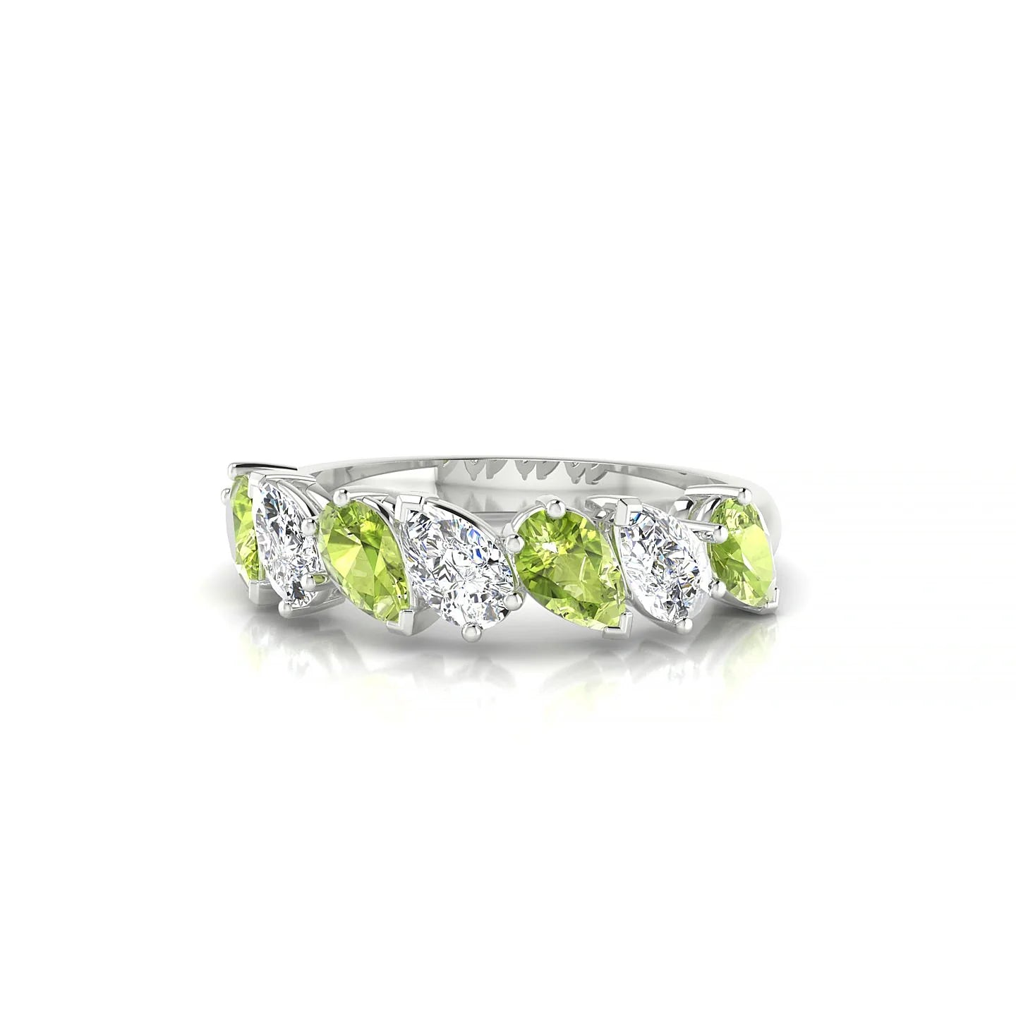 Mist | 18k White Gold 5 x 3 mm Pear Peridot & Diamond Ring
