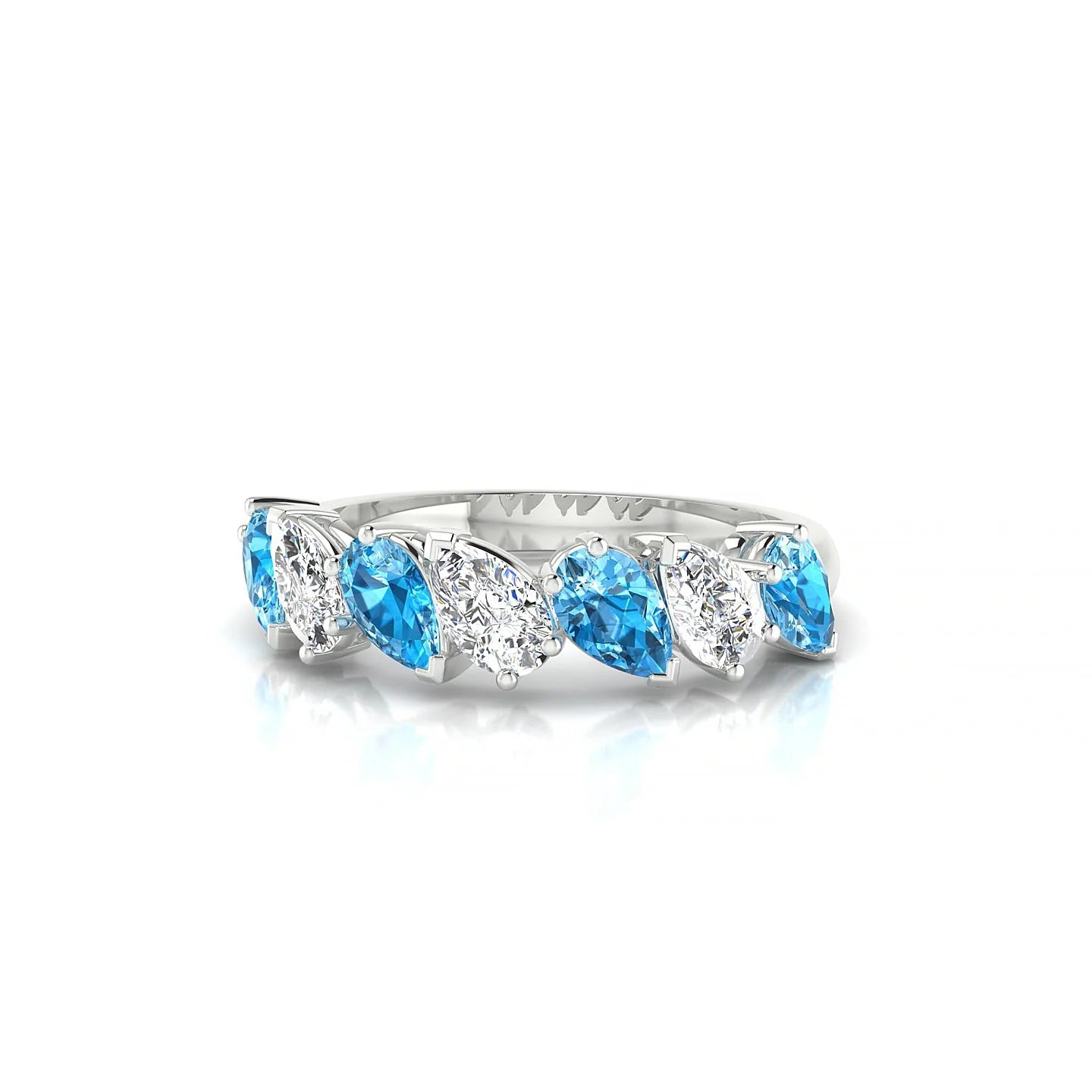 Mist | 18k White Gold 5 x 3 mm Pear Topaz & Diamond Ring