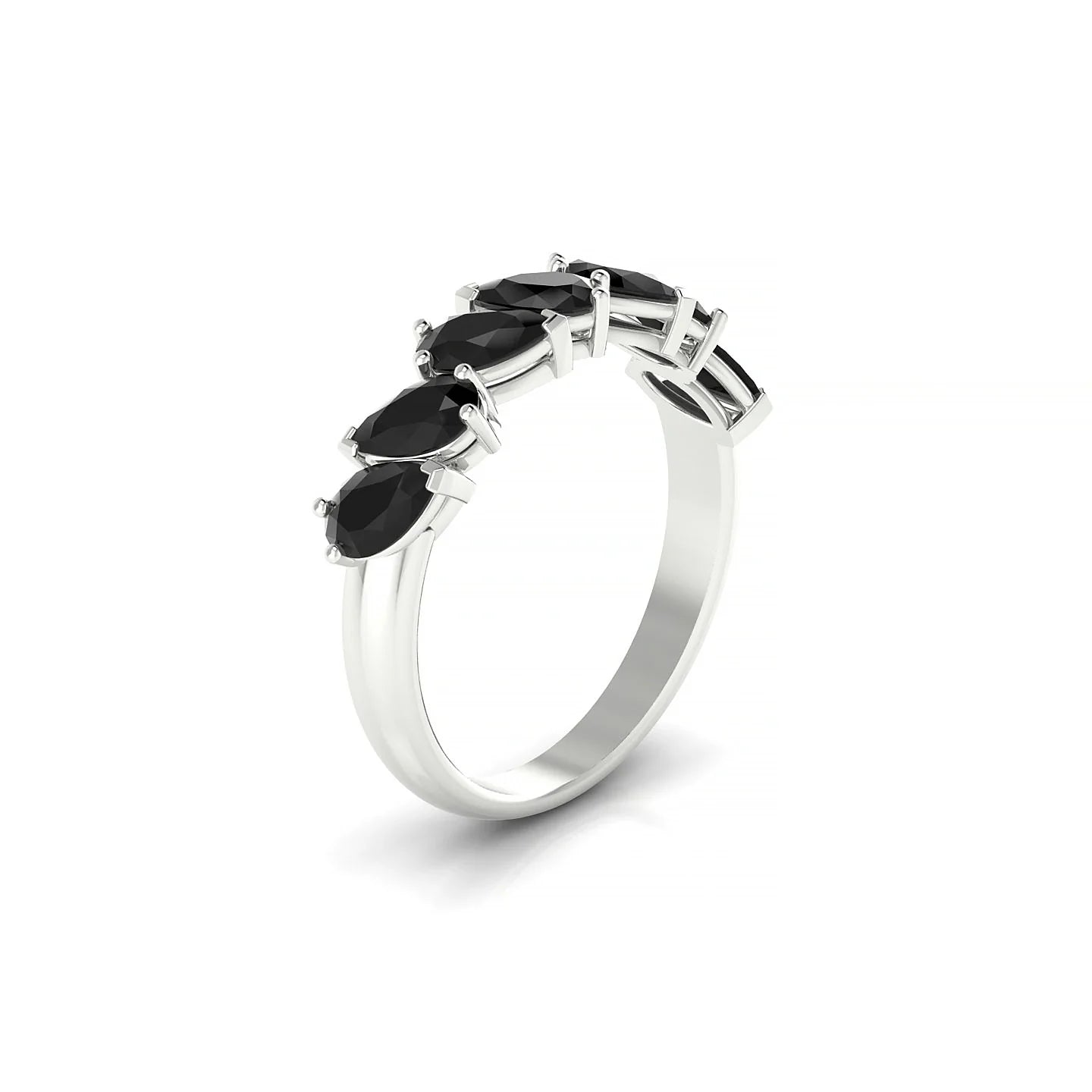 Mist | 18k White Gold 5 x 3 mm Pear Black Diamond Ring