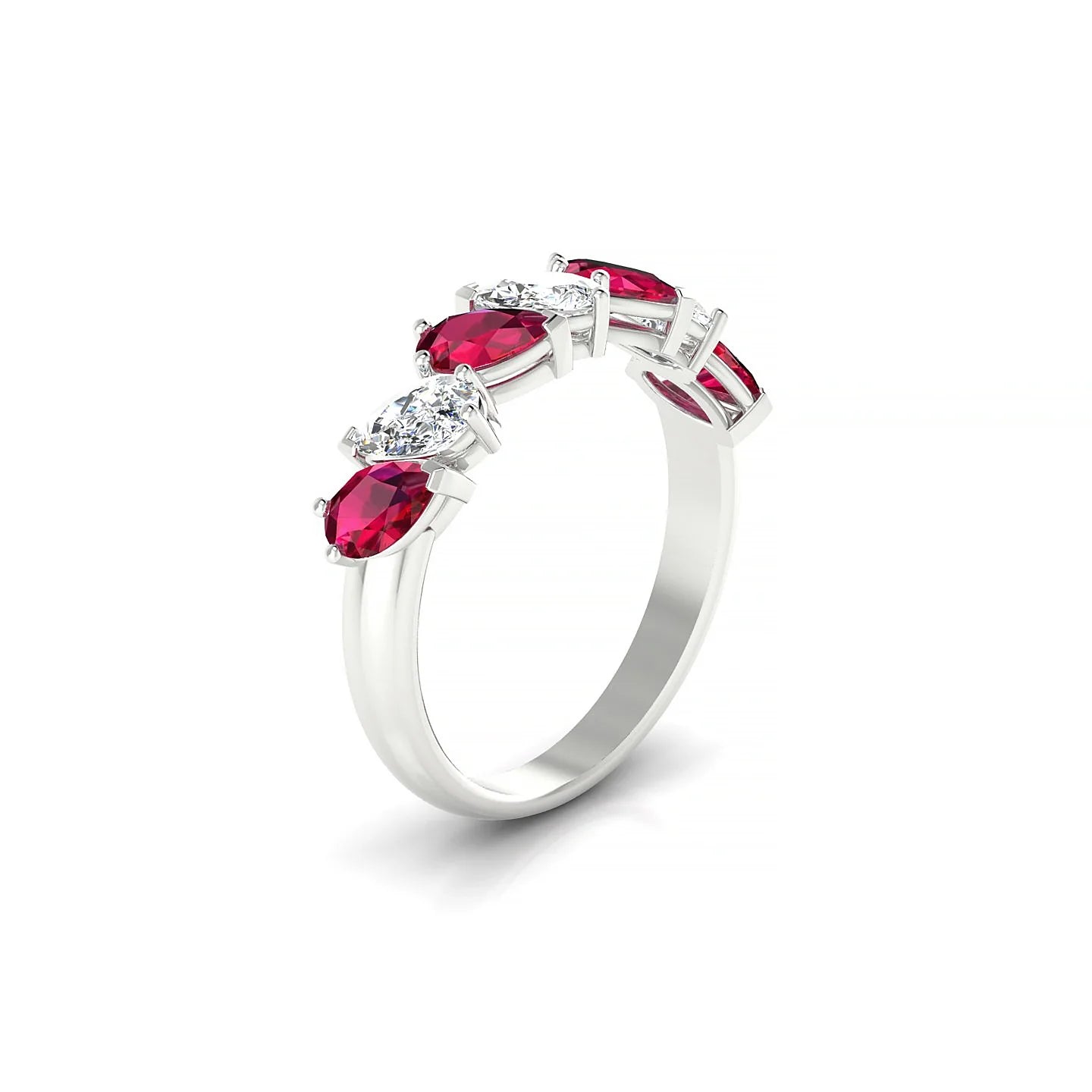 Mist | 18k White Gold 5 x 3 mm Pear Ruby & Diamond Ring