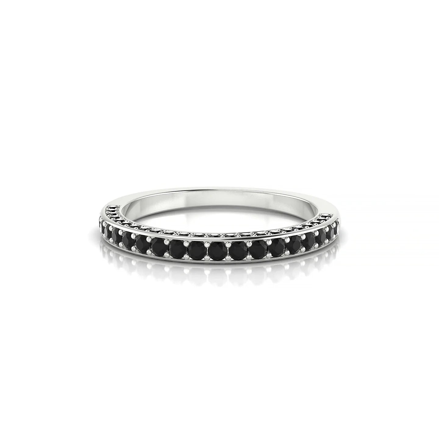 Muse | 18k White Gold 1.5 mm Round Black Diamond Ring