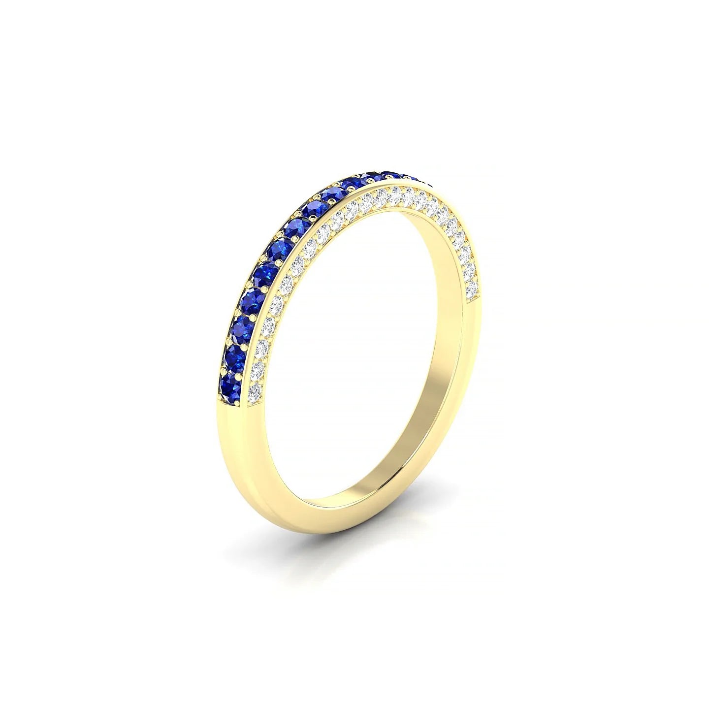 Muse | 18k Yellow Gold 1.5 mm Round Sapphire & Diamond Ring