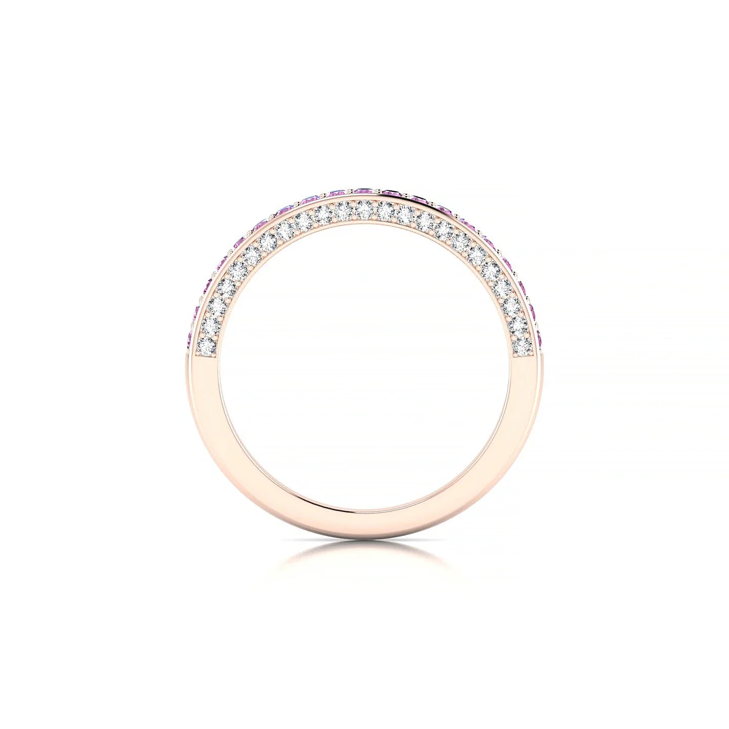 Muse | 18k Rose Gold 1.5 mm Round Pink Sapphire & Diamond Ring