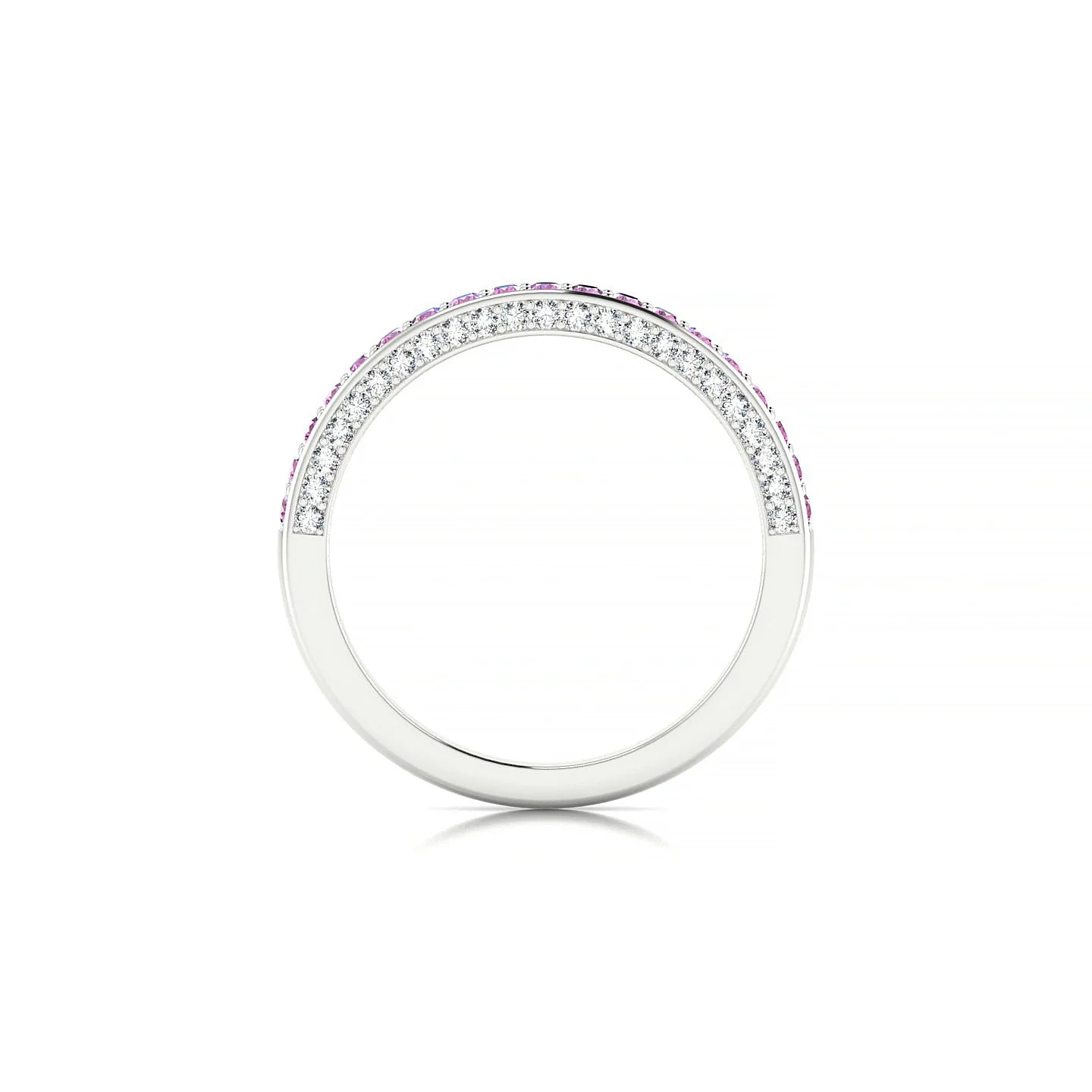 Muse | 18k White Gold 1.5 mm Round Pink Sapphire & Diamond Ring