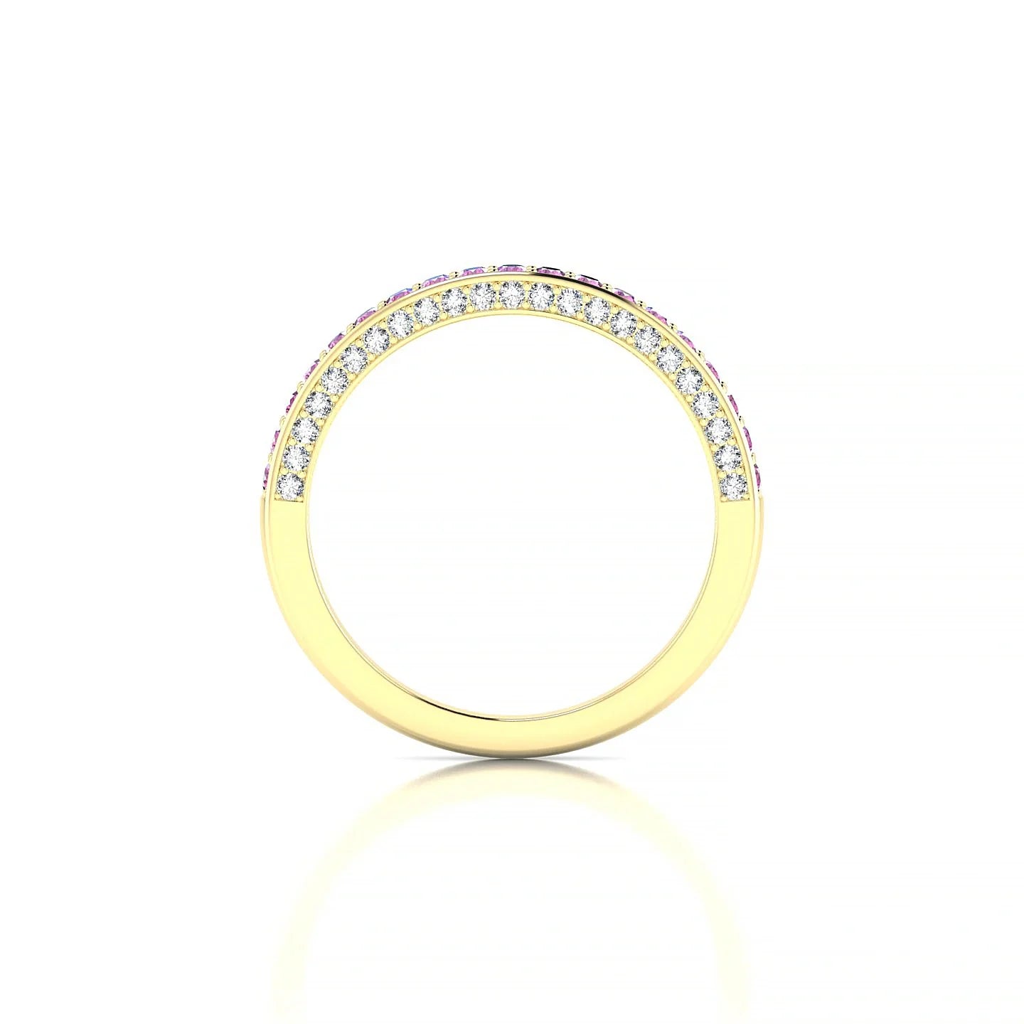 Muse | 18k Yellow Gold 1.5 mm Round Pink Sapphire & Diamond Ring