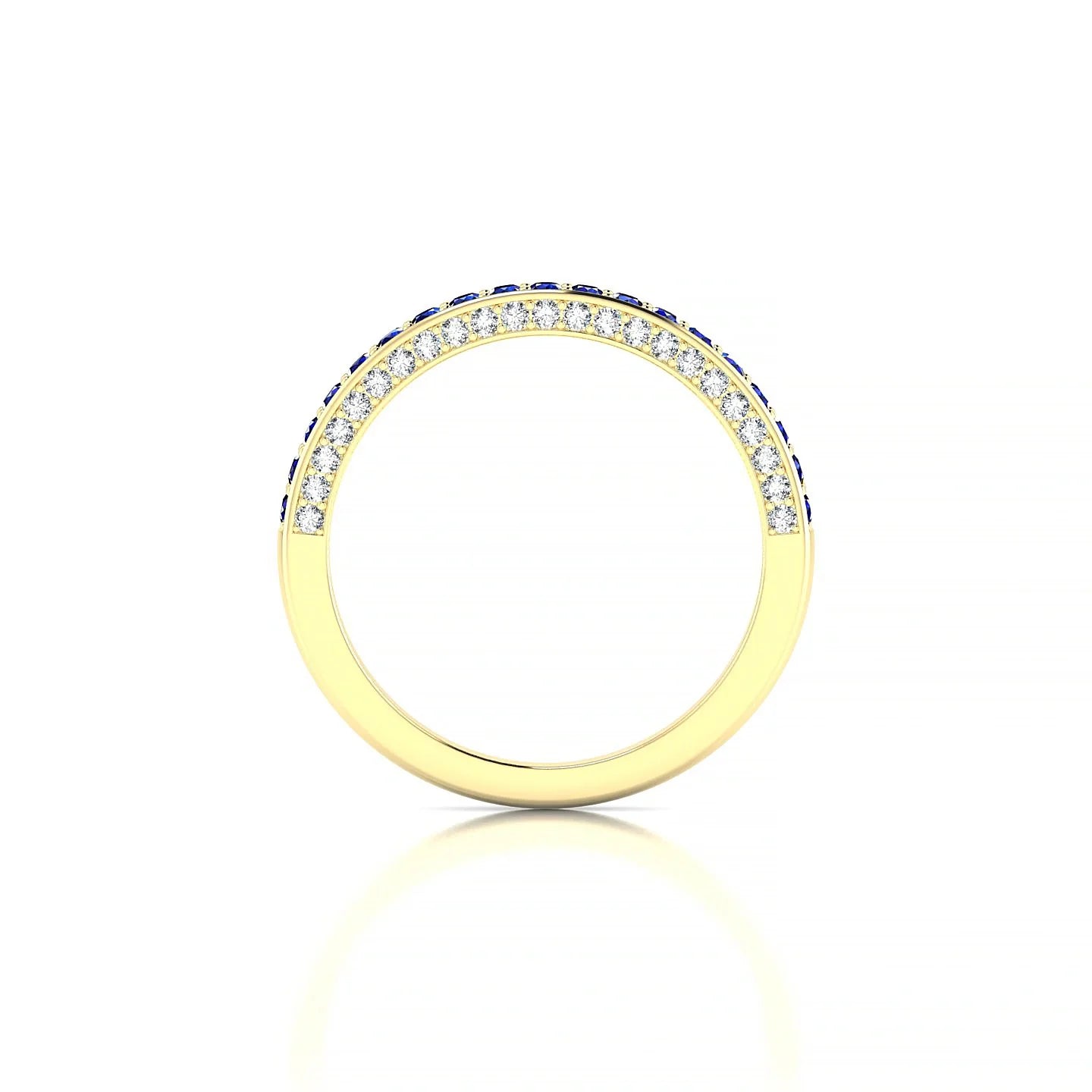 Muse | 18k Yellow Gold 1.5 mm Round Sapphire & Diamond Ring