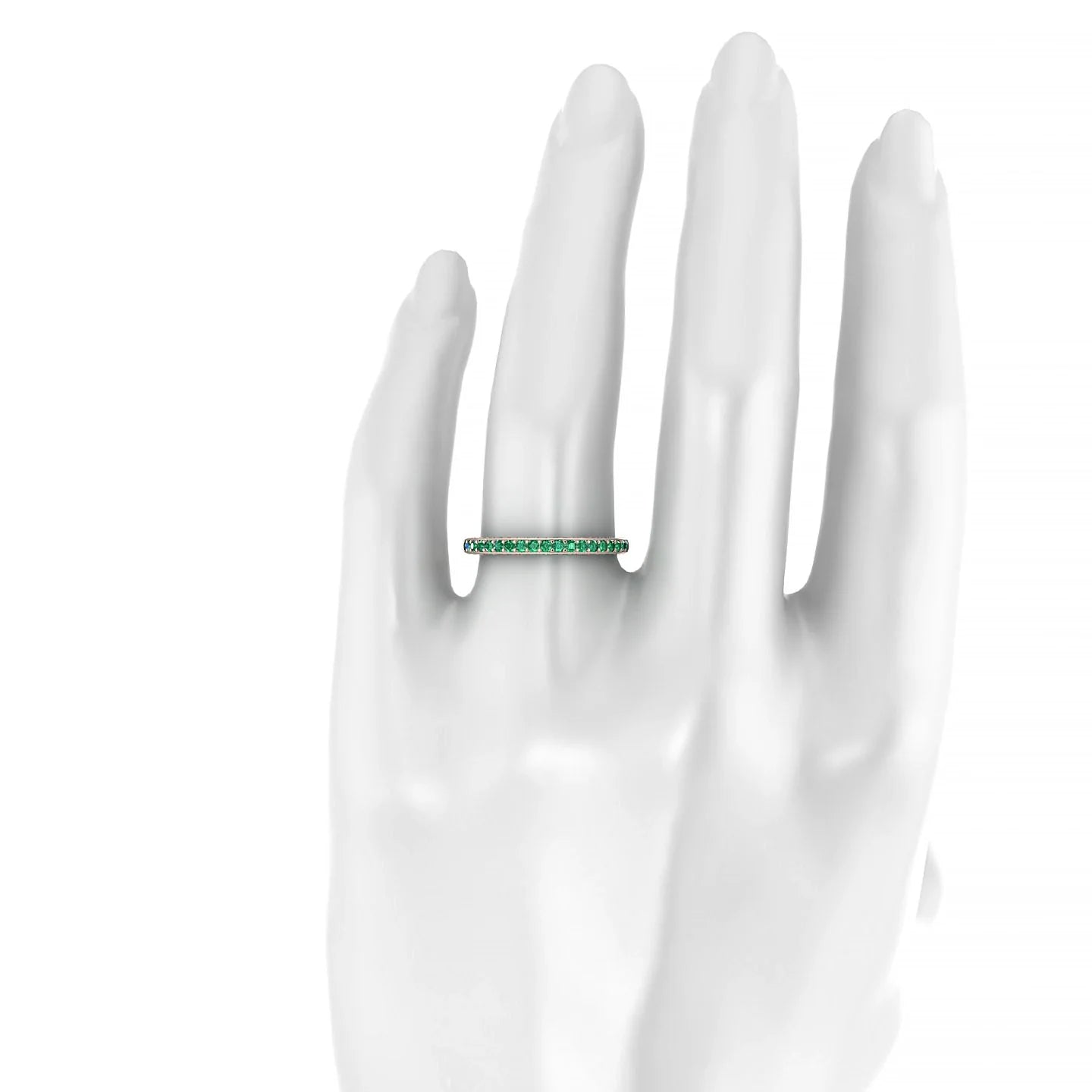 Muse | 18k Rose Gold 1.5 mm Round Emerald Ring