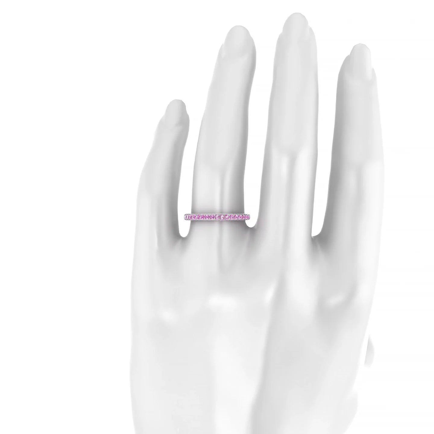 Muse | 18k White Gold 1.5 mm Round Pink Sapphire Ring