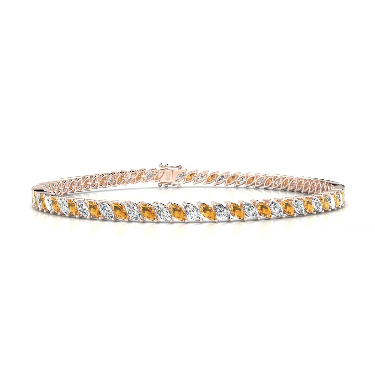 Nile 1-1 | 18k Rose Gold 4 x 2 mm Marquise Natural Citrine Tennis Bracelet