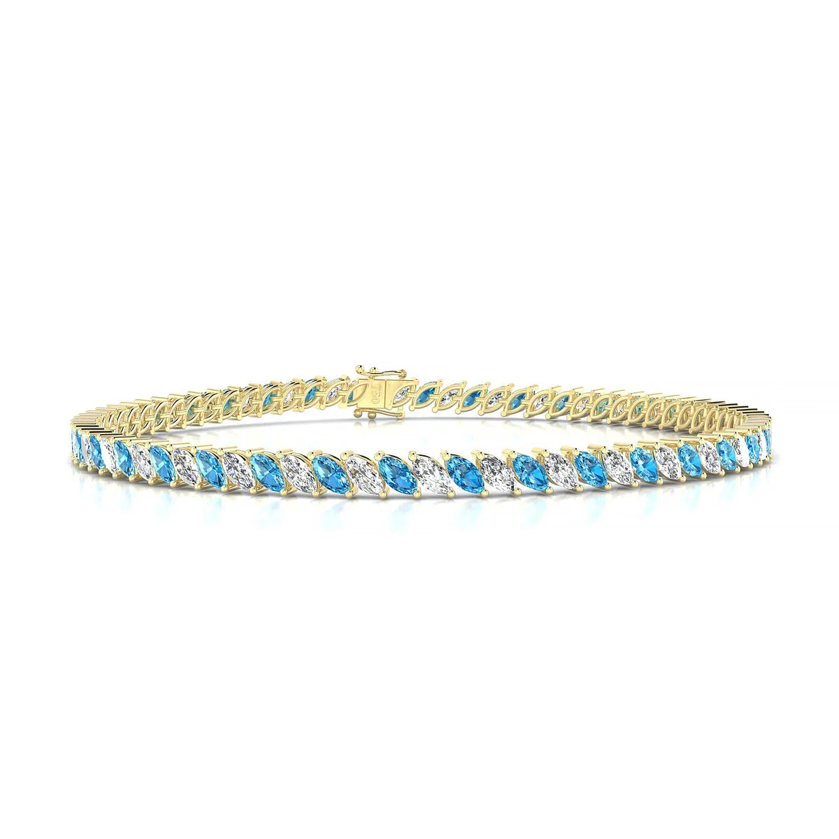 Nile 1-1 | 18k Yellow Gold 4 x 2 mm Marquise Natural Topaz Tennis Bracelet