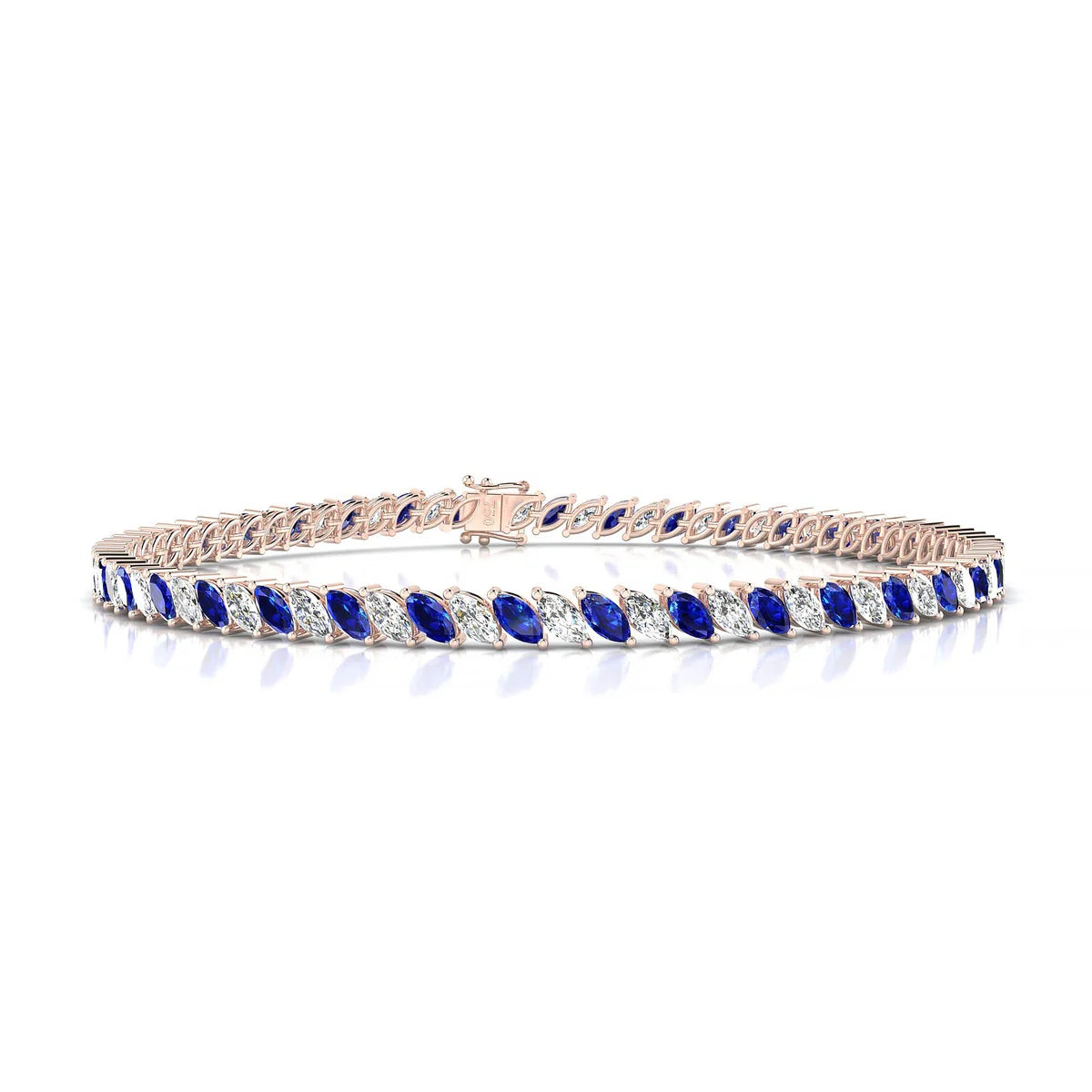 Nile 1-1 | 18k Rose Gold 4 x 2 mm Marquise Natural Sapphire Tennis Bracelet