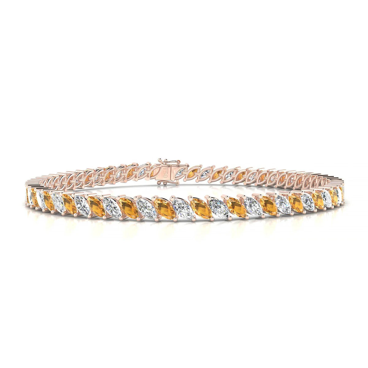 Nile 1-1 | 18k Rose Gold 5 x 2.5 mm Marquise Natural Citrine Tennis Bracelet