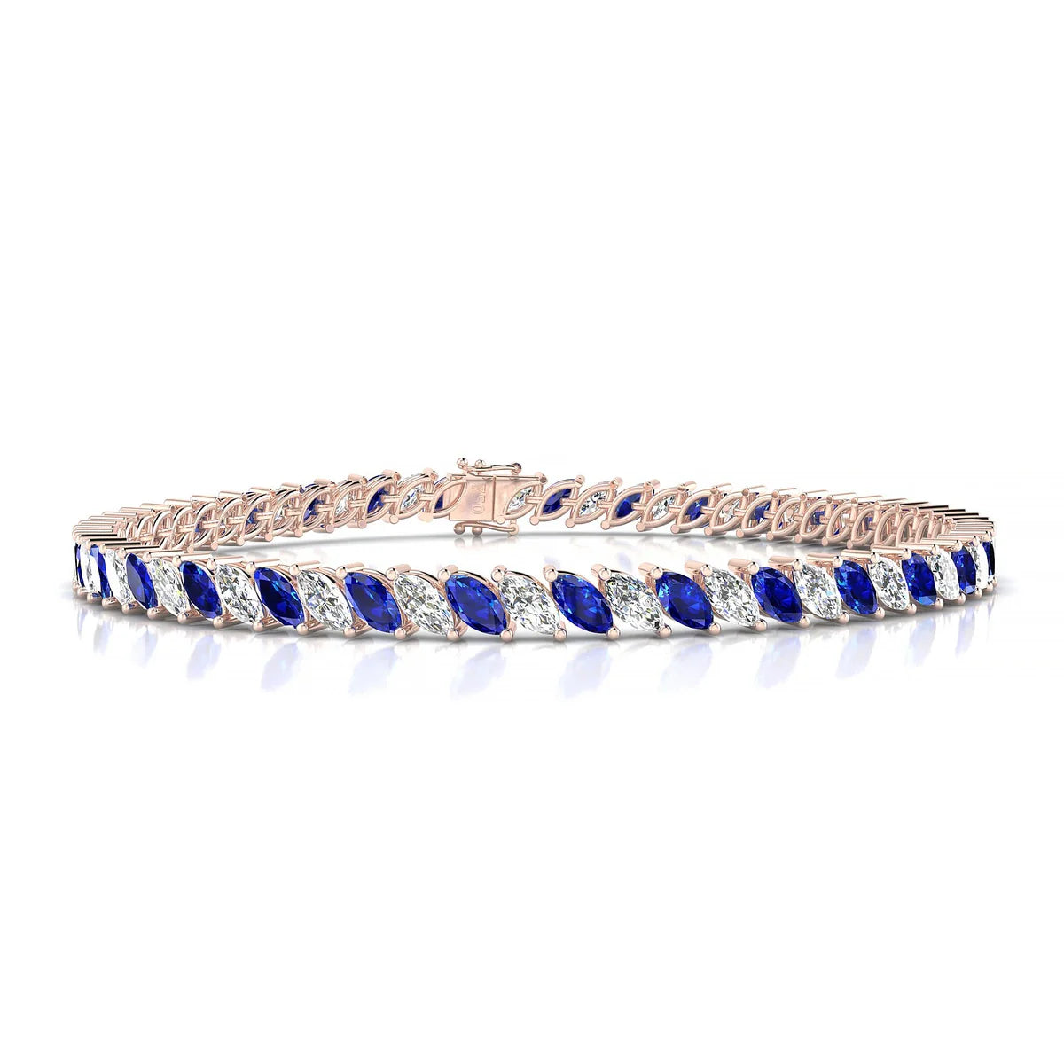 Nile 1-1 | 18k Rose Gold 5 x 2.5 mm Marquise Natural Sapphire Tennis Bracelet
